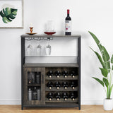 Garvee Weinbar Schrank ohne Beleuchtung, Verstellbare Regale, Mesh Tür, 92 cm, MDF & Metall - Grau