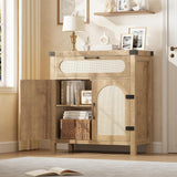 Garvee Sideboard, Rattanfronten, verstellbare Regale, für Wohnzimmer und Esszimmer, Natur - Natur