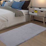 GARVEE Weicher Faux Kaninchenfell Teppich Schwarz Rund Flauschig 800GSM Polyester Rutschfest Für Schlafzimmer Und Wohnzimmer - Grau