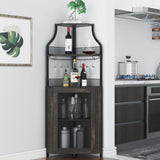 Garvee Eck-Bar-Schrank ohne LED – 155 cm hoch, 50+ Flaschen Lagerung, aus Metall & wasserfestem MDF (Dunkelgrau) - Dunkelgrau