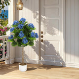 Garvee Künstlicher Hortensienbaum 3,1 ft Mit 9 Blauen Blumen, Langlebige Polyesterblätter, Schwarzer Topf Für Wohn- Und Bürodekoration
