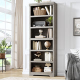 GARVEE Bücherregal, 6 Ebenen, 59,9 cm breit, MDF, verstellbare Ablagen, Grau – für Wohnzimmer & Büro - Grau
