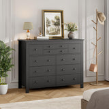 Garvee Kommode mit 10 Schubladen, Kippschutz, 119,9 × 39,9 × 91,9 cm, für Schlafzimmer und Wohnzimmer, Schwarz - Schwarz