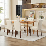 Garvee Esszimmerstühle 6er-Set, Parsons Polsterstühle mit Stoff, ergonomischer Rückenlehne & Gummibaumholzrahmen, Beige