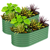 Garvee Hochbeet Set 2 Verzinkt, 180×90×60 cm, Stahl, Offener Boden für Garten & Terrasse - Grün