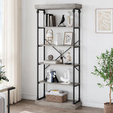 Garvee Industrielles Bücherregal 6-Stöckig Mit Metallrahmen Für Wohnzimmer & Büro, 73.6"x31.5"x11.8", Vintage Stil
