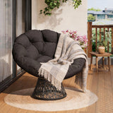 Garvee Papasansessel Rund, Drehbar, Mit Kissen, Rattan, Für Wohnzimmer & Lounge, Ergonomisch - Grau