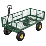 Garvee Gartenwagen 408 kg Tragkraft, Verstellbare Griffe, Stahlrahmen, 25 cm Luftreifen, Abnehmbare Gitterseiten, Ladefläche 109 × 51 cm, für Garten & Landwirtschaft - Grün