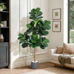Garvee 150cm Künstlicher Fiddle Leaf Fig Baum mit Weißem Topf – Realistische Zimmerpflanze für Wohnzimmer & Schlafzimmer