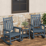 Garvee Adirondack-Schaukelstuhl-Set, 2 Stühle + 1 Tisch, HDPE-Konstruktion, Marineblau - Marineblau