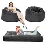 Garvee Großer Corduroy Sitzsack Bett 2-in-1 Klappbar Waschbarer Bezug Dunkelgrau Wohnzimmer Schlafzimmer - Dunkelgrau