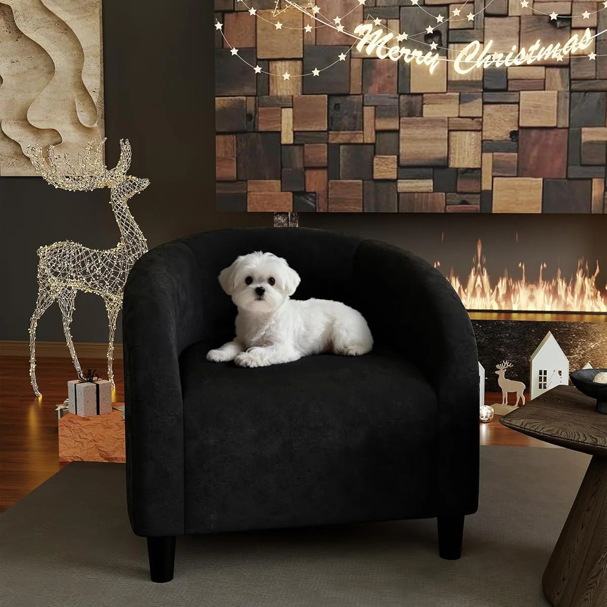 Garvee Velvet Club Chair, U Rückenlehne, Gepolstert, Retro, Für Wohnzimmer & Schlafzimmer