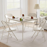 Garvee Klappbare Essgruppe 5-teilig für 4 Personen, Klapptisch mit 4 gepolsterten Metallstühlen, platzsparend, Beige