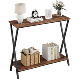 Garvee Schmaler Konsolentisch Farmhouse Stil Holz & Metall X-förmiger Rahmen Wohnzimmer & Flur 31.4"L x 11.8"W x 31.8"H Schwarz - schwarz