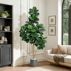 Garvee 180cm Künstlicher Fiddle Leaf Fig Baum mit Weißem Topf – Realistische Zimmerpflanze für Wohnzimmer & Schlafzimmer