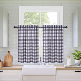 GARVEE Buffalo Grau Kariert Kurze Vorhänge Wasserdicht Polyester Für Küche Bad Wohnzimmer 28"x24" - Grau