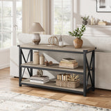 Garvee Industrieller Langer Konsolentisch 47" 3-Stufig Mit Stauraum Für Flur Und Wohnzimmer Rustikal Braun - braun