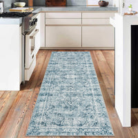 Garvee Kurzflor-Teppiche Blau 80 x 150 cm für Wohnzimmer Schlafzimmer Boho Modern Vintage Klassisch