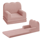 GARVEE Kindersofa 2-in-1, Ausklappbares Kinder Sofa mit Weichem Sherpa-Bezug und Schaumstofffüllung, Kindercouch für Spielzimmer, Kinderzimmer & Lesen, Rosa - Rosa