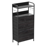 Garvee Kommode, Stoffschubladen, 120 × 60 × 30 cm, für Schlafzimmer und Wohnzimmer, Schwarz - Schwarz