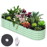 GARVEE Rundes Metall Hochbeet 1er Set, 240 x 60 x 30 cm Pflanzbeet aus Verzinktem Stahl, Rostbeständiger Garten Pflanzkasten für Blumen, Gemüse & Kräuter, Grün - Grün