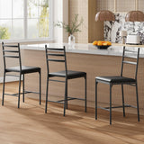 Garvee Barhocker Set 2 Metall Gepolsterte PU-Ledersitze Ergonomische Rückenlehne Für Küche & Bar Stabil Schwarz - Wie gezeigt