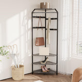 Garvee Eckgarderobe Mit Schuhbank & 12 Doppelhaken Für Flur & Eingang, Holz, Platzsparend, Stabil, Organizer - Grau