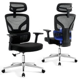 Garvee Ergonomischer Bürostuhl Mesh Mit Verstellbarer Lendenstütze 3D-Armlehnen Metallrahmen Hoher Rücken Kopfstütze Für Büro Home Office Schwarz - Schwarz-D