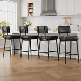 Garvee Barhocker 4er-Set, mit Rückenlehne, PU-Kunstleder, Schwarz, gepolstert