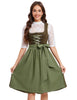 Garvee Dirndl Damen Midi Dirndl-Komplettsets 3 Teilig Trachtenmode Für Oktoberfest Armeegrün Gr.34-52
