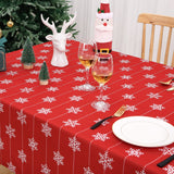 Garvee Weihnachtstischdecke 137 × 200 cm, rechteckig, wasserabweisend aus Polyester, Schneeflocken & Bordüre für Weihnachtsdeko, Rot, maschinenwaschbar