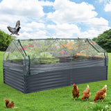 Garvee Erhöhtes städtisches Hochbeet aus verzinktem Stahl mit Netzabdeckung, offenem Boden für den Außenbereich, Garten und Terrasse, Metallhochbeet 60x120cm - 