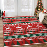 Garvee Große Boho Weihnachtsmatte Maschinenwaschbar Weihnachtsbaum & Elch Design Weiches Material Rutschfest 160x230 cm Wohnzimmer & Schlafzimmer
