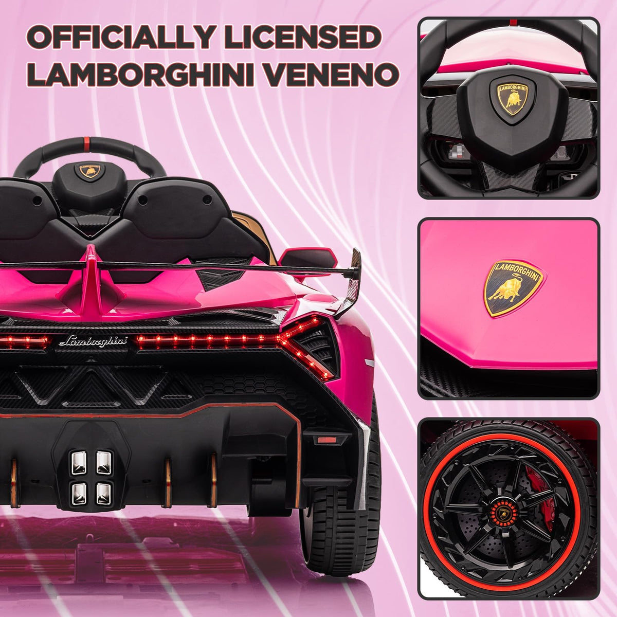 Garvee Elektroauto Lamborghini 12 V Rosa mit Scherentüren