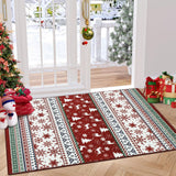 Garvee Weihnachtsteppich Fußmatte Waschbar Rutschfest Für Wohnzimmer Küche Kinderzimmer 60x100 cm Rot - Rotgrün