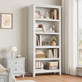 Garvee Holz Bücherregal 5-Stöckig Robust Vintage Design MDF & Holz Für Wohnzimmer Büro Wasserfest Braun - braun