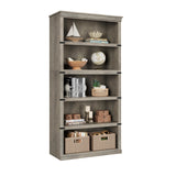 Garvee 5-Stufiges Bücherregal Farmhouse Holz Mit Stauraum, Stabil & Kolonial, MDF & Holz, 45 lbs Kapazität, Grau, Für Wohnzimmer & Büro - grau