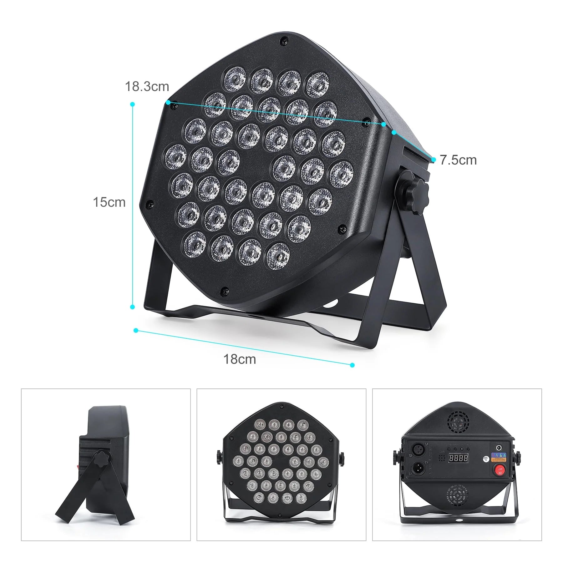 Garvee LED Strahler Akku RGB, 36 LEDs, DMX Steuerung, Fernbedienung, Bühnenbeleuchtung, Mehrfarbig