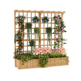Garvee Zweistöckiger Holzpflanzer Mit Rankgitter, Dach & Ablauflöcher Für Garten & Balkon, 63" H, Fichtenholz