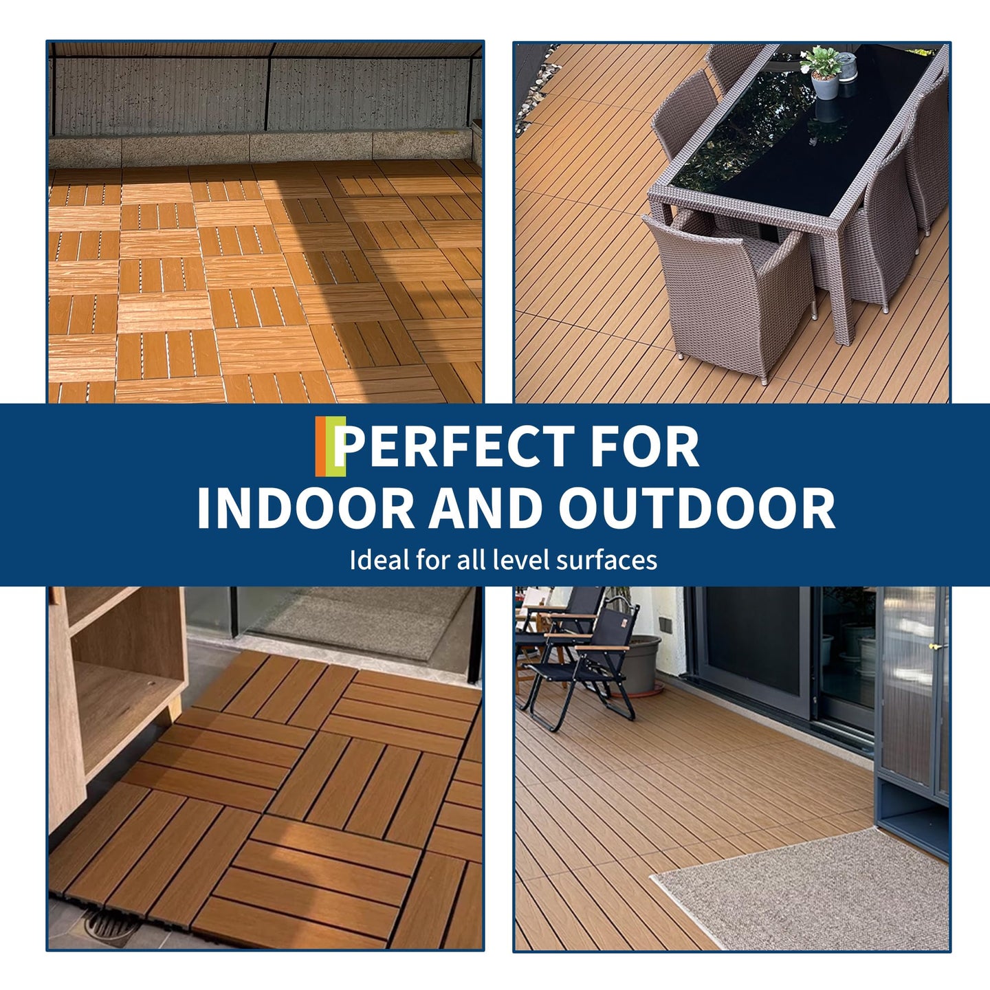 GARVEE WPC Terrassenfliesen 30x30cm für Innen und Außen, Verbundholz Bodenfliesen