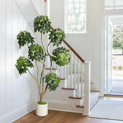 Garvee 150cm Künstlicher Schefflera Baum mit Echtem Holzstamm – Realistische Zimmerpflanze für Wohnzimmer, Schlafzimmer & Büro