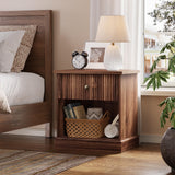 GARVEE Nachtschrank mit Schublade, Wellen-Design, Modernes Nachtkästchen für Schlafzimmer & Wohnzimmer, Braun, 58 × 40 × 61 cm - Braun
