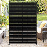 GARVEE Metall Sichtschutz 183 x 119 cm, freistehender Garten-Paravent, Wetterfest, Rostfrei und Stabil, Sichtschutz für Terrasse, Balkon und Garten, Querstreifen - Schwarz