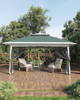 Garvee Pop-up-Pavillon mit Netzwänden 396 × 396, 396 × 396 cm, Militär, Militärgrün/Grau - Militärgrün/Grau