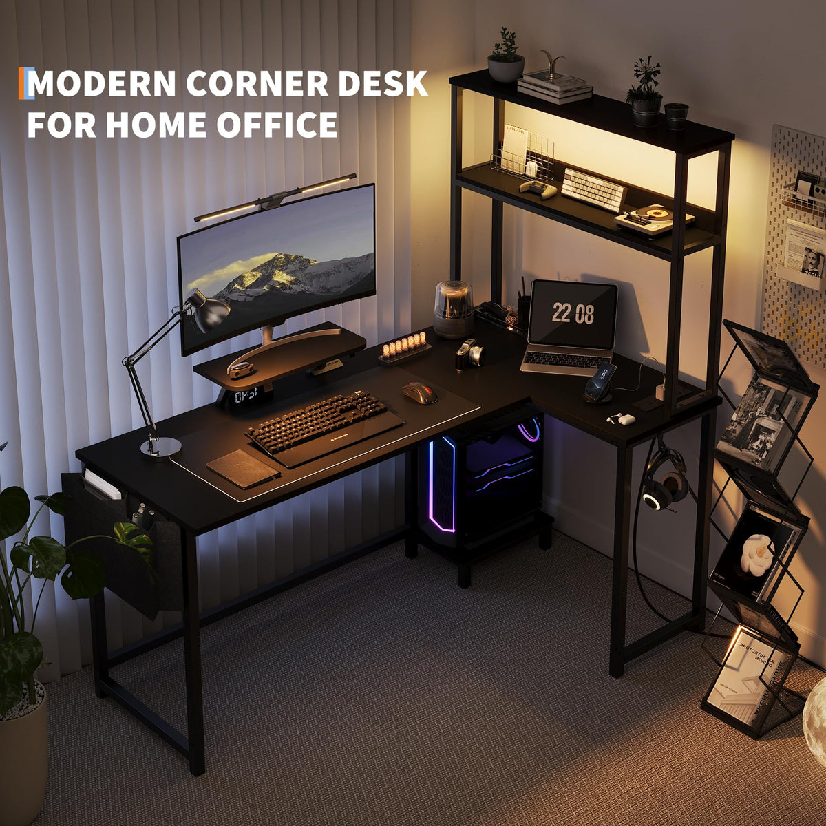 Garvee L-förmiger Gaming Schreibtisch mit Monitorständer