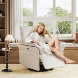 GARVEE Elektrischer Relaxsessel mit 270° Drehfunktion, Chenille Bezug, USB-Anschluss und Metallbasis, Komfortsessel für Wohnzimmer & Kinderzimmer, Beige - Beige