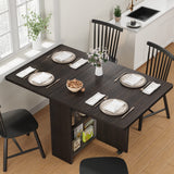 Garvee Esstisch für 4–6 Personen, 130 × 80 × 75 cm, klappbar, mit Stauraum, mit Ablage, MDF, Modern, Walnussbraun - Walnussbraun