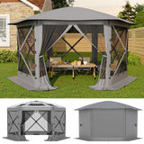 Garvee Sechseckiger Pop-up-Pavillon mit, 4 m, Sechsseitige Konstruktion, Grau - Grau
