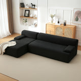 Garvee 108" Cloud Sectional Couch Mit Chaise - Super Fluffy Boneless Sofa, Ultra Weicher Corduroy, L-Förmiges Sofa, Gemütlich, Schwarz, Wohnzimmer - schwarz