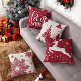 GARVEE Weihnachtskissenbezüge Set 4er 45x45cm Polyester Reißverschluss Weihnachtsmuster Sofa Deko Innen Weihnachten - Default Title